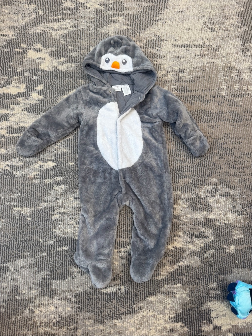 Koala Kids Gray and White Penguin Plush One-Piece
